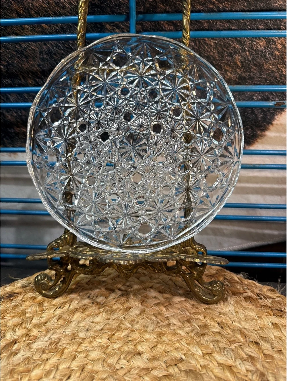 Vintage Clear Cut Glass Decorative Plate
